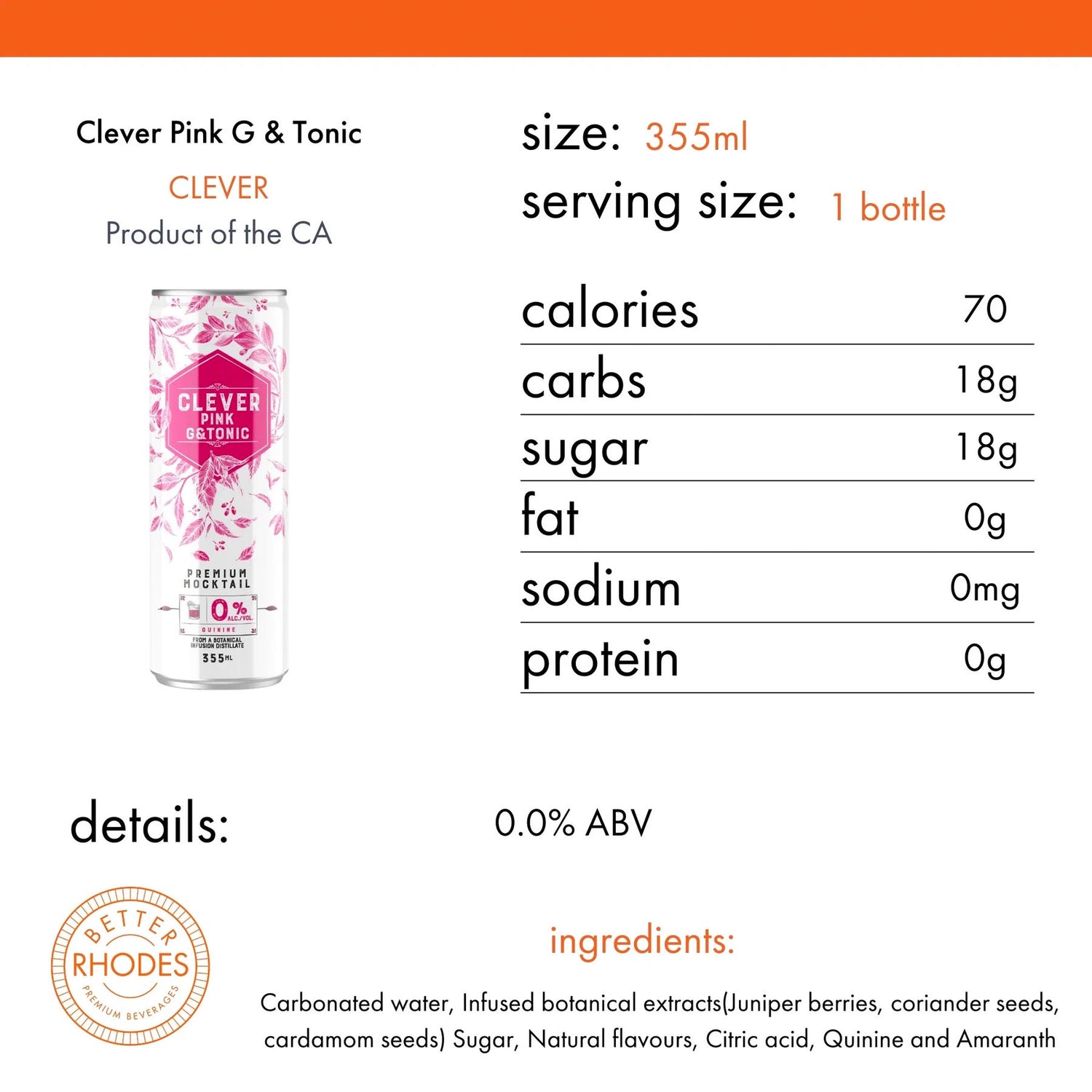 Clever Pink G&amp;T 12x355 ml