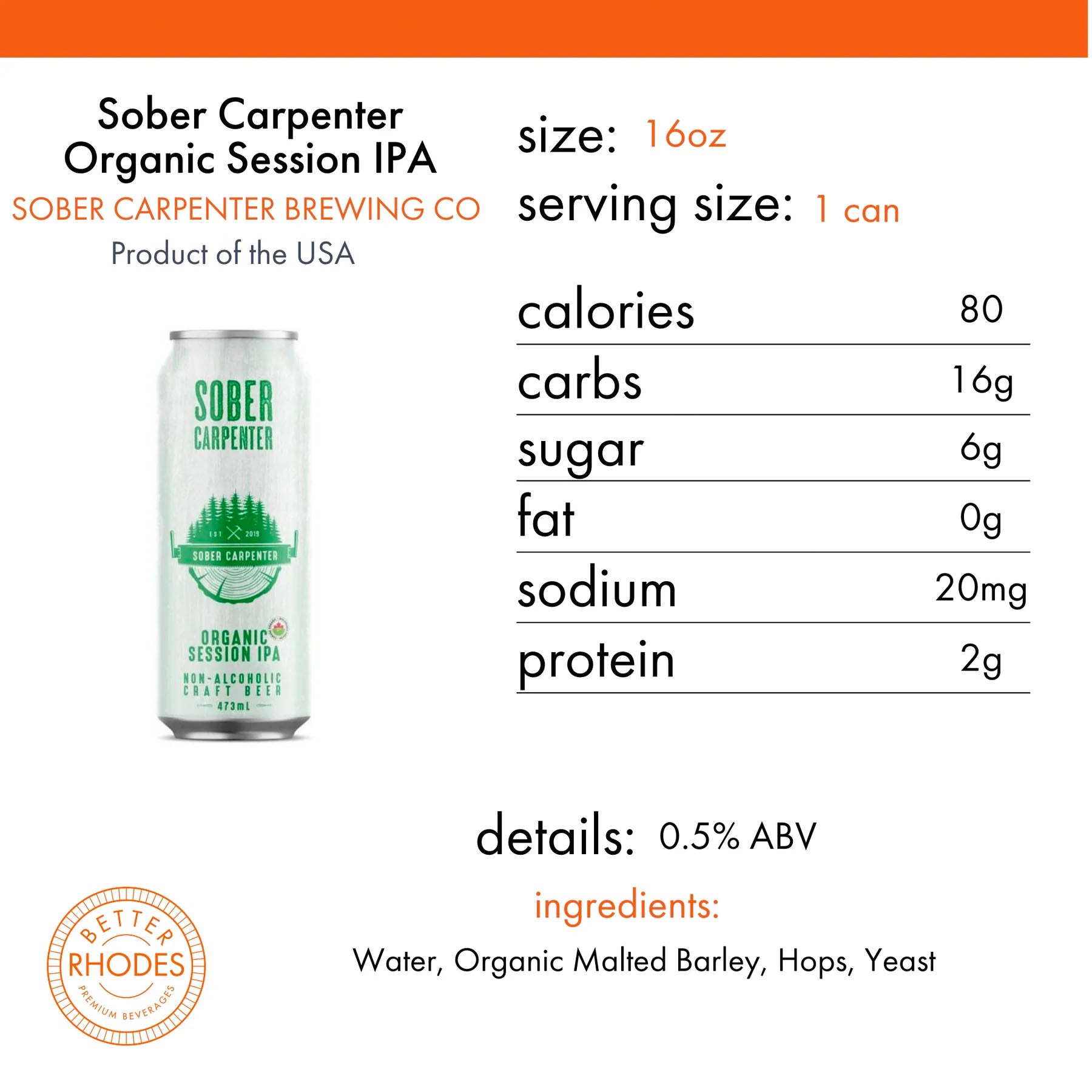 Sober Carpenter Organic IPA 12x473 ml